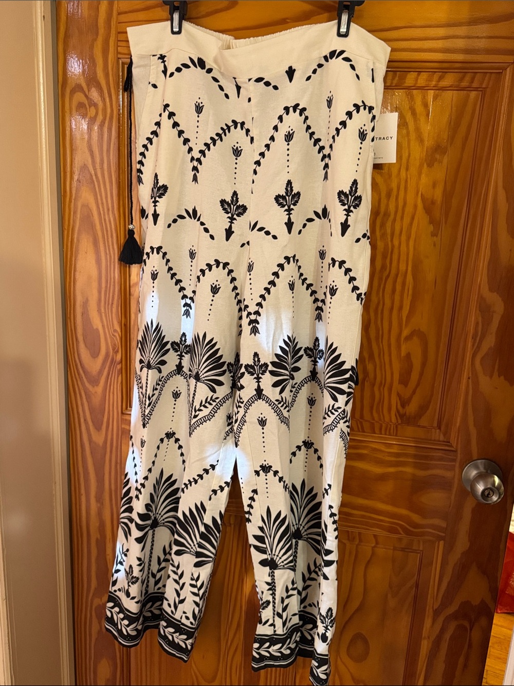 Ellen Tracy Black & White Strapless Wide-Leg Jumpsuit